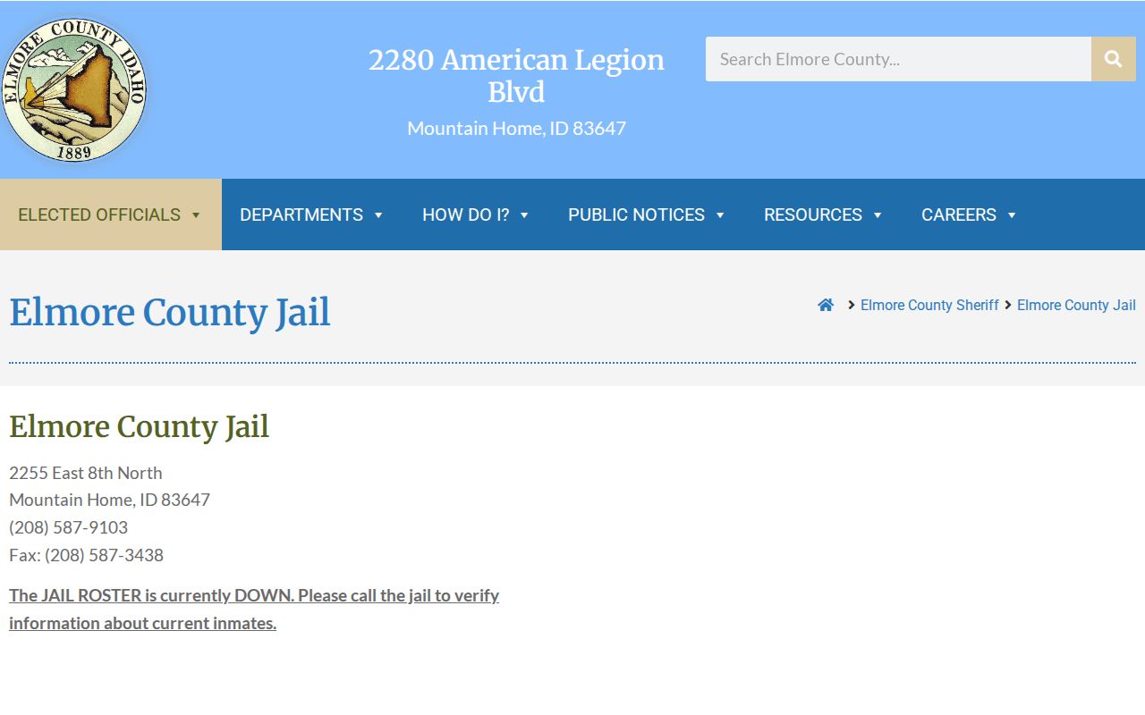 Elmore County arrest history jail roster outage notice
