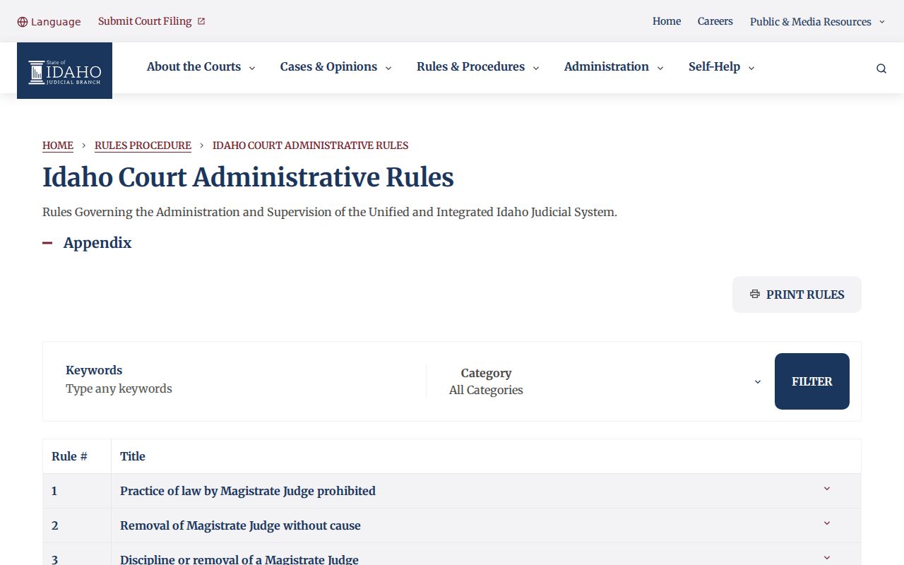 Idaho access rules for Elmore County criminal court cases