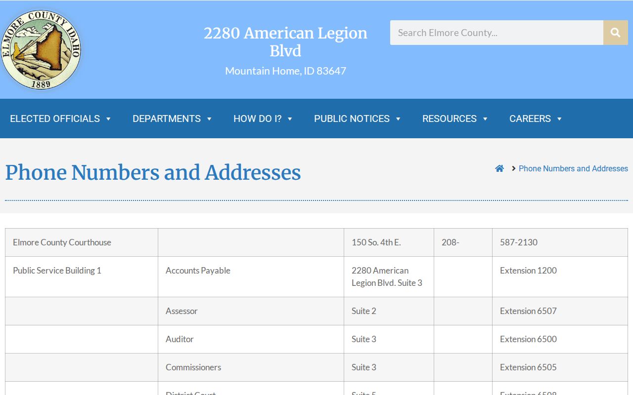 Elmore County criminal history office directory