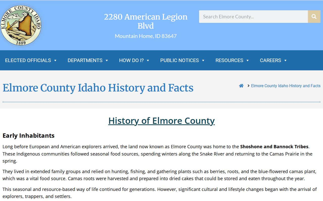 Elmore County criminal history geography and county history