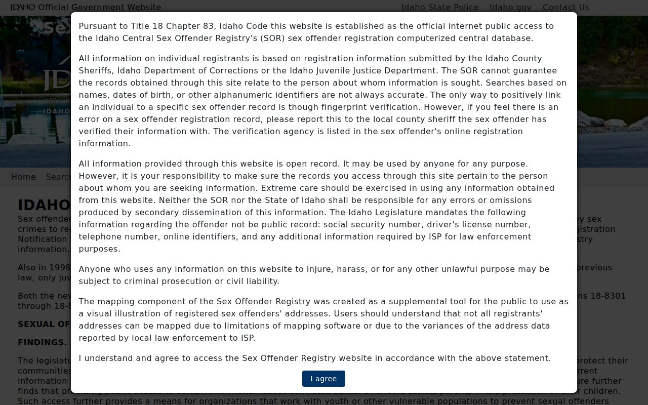 Elmore County sex offender registry notices and lawful use warnings