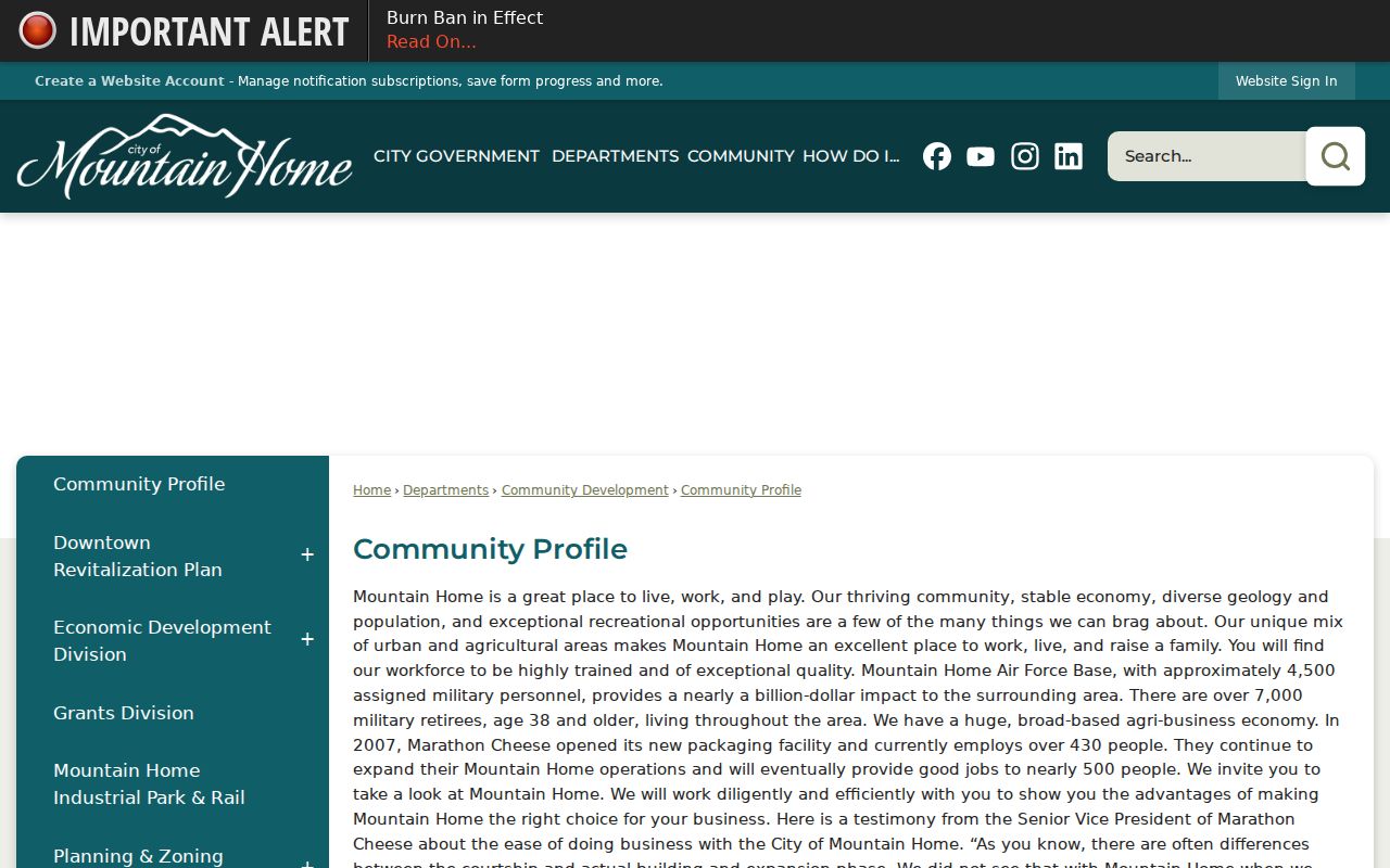 Mountain Home criminal records community profile and local context
